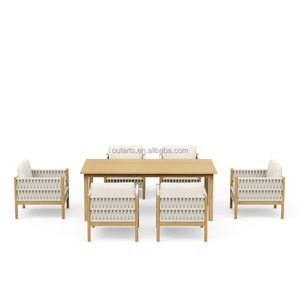 Juego <span class=keywords><strong>de</strong></span> Comedor <span class=keywords><strong>de</strong></span> <span class=keywords><strong>Madera</strong></span> <span class=keywords><strong>de</strong></span> Lujo <span class=keywords><strong>para</strong></span> Exteriores Foshan con 6 Sillas, Muebles <span class=keywords><strong>de</strong></span> <span class=keywords><strong>Patio</strong></span> Resistentes a la Intemperie <span class=keywords><strong>para</strong></span> Jardín y <span class=keywords><strong>Bar</strong></span> <span class=keywords><strong>de</strong></span> Playa - Product Image 4