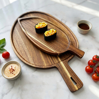 Plats et assiettes personnalisables en bois d'acacia, plaque à pizza, plaque à steak et à sushi, plateau à pain en bois pour barbecue, assiette en bois pour plats occidentaux
