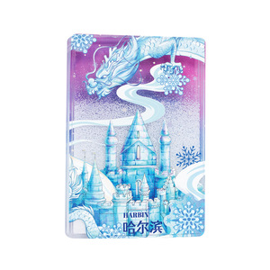 Imán de nevera de acrílico con arena movediza de oso de una semana, diseño Castillo de Hielo de Harbin, regalo de recuerdo personalizable - Product Image 1