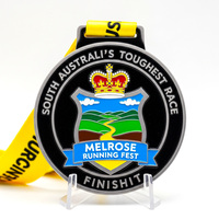 Médaille souvenir personnalisée en alliage avec placage argent mat, design de blason imprimé en couleur UV, récompense sportive, ruban en polyester