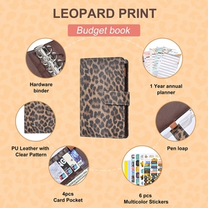A6 Ngân Sách chất kết dính Leopard in PU da rời lá kế hoạch cá nhân Chất kết dính Bìa Ngân Sách chất kết dính với khóa từ đóng cửa - Product Image 2