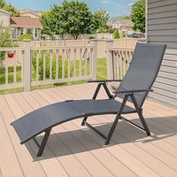 Chaise longue pliante de jardin avec dossier réglable en 6 positions, tissu respirant