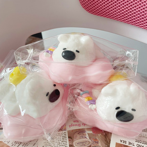 Unisex Giant Bear Knead Music Squeeze Toy with Cute <b>Slime</b> Feeling Slow Rebound Stress Reliever Swimming Circle Design Gift - Product Image 2