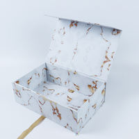 Boîte cadeau rigide en papier biodégradable avec fermeture magnétique, doublure en éponge gaufrée en marbre blanc, ruban pliable, pour cadre photo, lingerie