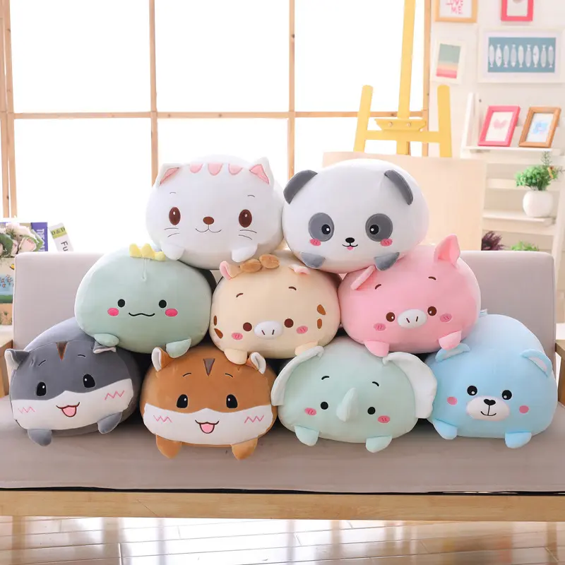 Ingrosso a basso prezzo cartoni animati simpatici animali panda maiali elefanti criceti giocattoli di peluche cuscini bambole per la decorazione della casa