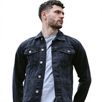 Chaqueta de Mezclilla Lavada para Hombre, Color Sólido, Cuello Camisero, Corte Regular, Informal, Chaqueta de Algodón para Otoño, Cierre de Botones, Ahora Disponible