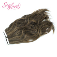 Extensions de cheveux humains à bandes invisibles, ondulées naturelles, cuticules alignées, cheveux vierges russes non traités, Remy, avec bandes injectées