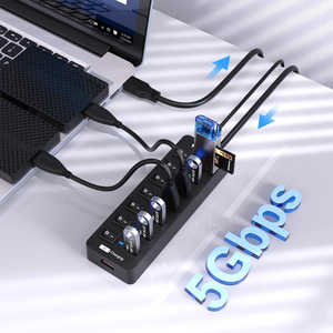 USB Hub 3.0 5gbps truyền dữ liệu 7 + 1 cổng và 12 Wát sạc 1 cổng với 5V/3A Power Adapter 4ft dài cáp & cá nhân thiết bị chuyển mạch - Product Image 5