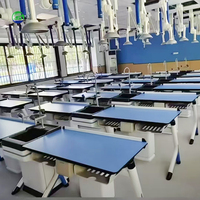 Table de laboratoire de chimie moderne pour lycée avec structure en acier et surface en résine époxy pour les expériences des élèves