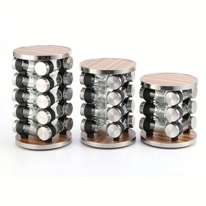 Best 16 Jars Rotating Wooden Spice <b>Bottle</b> Holder <b>Rack</b> Stand Kitchen Seasoning Can Rotating <b>Storage</b> <b>Rack</b> Spice Jars Organizer - Product Image 4