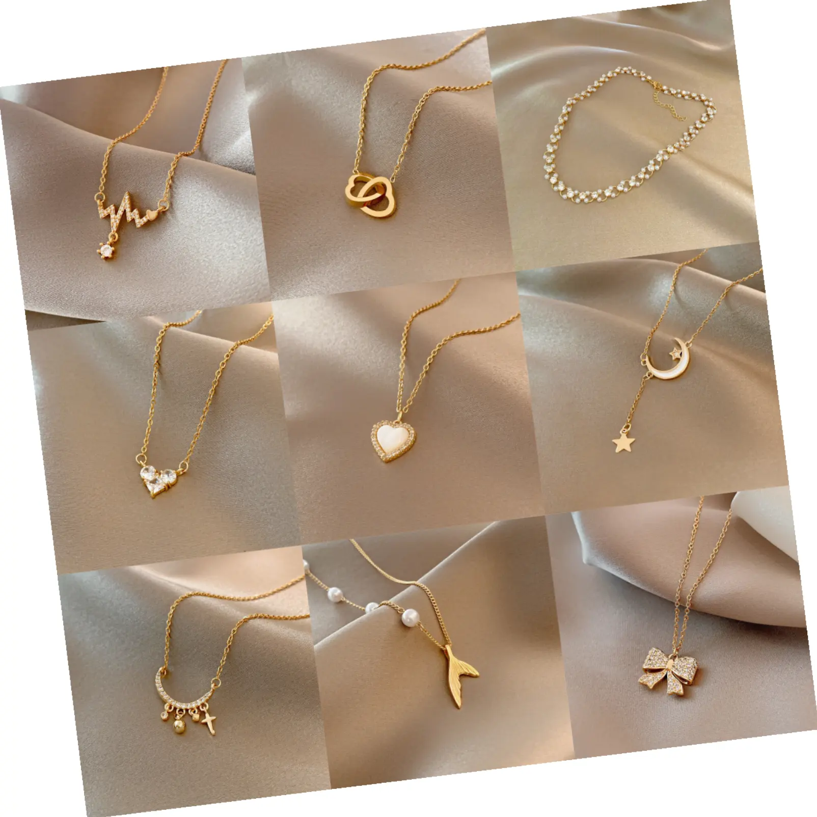 Daihe Groothandel Rvs Ketting Holle Hart Ster En Maan Vlinder Parel Hanger Ketting Voor Vrouwen