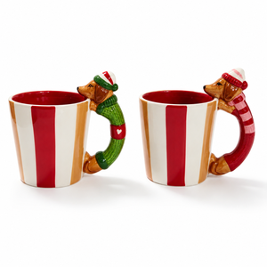 Tasse en porcelaine Teckel de Noë<span class=keywords><strong>l</strong></span> en gros 375 ml, isotherme, sans BPA, compatible micro-ondes, avec logo <span class=keywords><strong>personnalisé</strong></span> sur le dessous, cadeau de fêtes pour les amoureux des chiens - Product Image 2