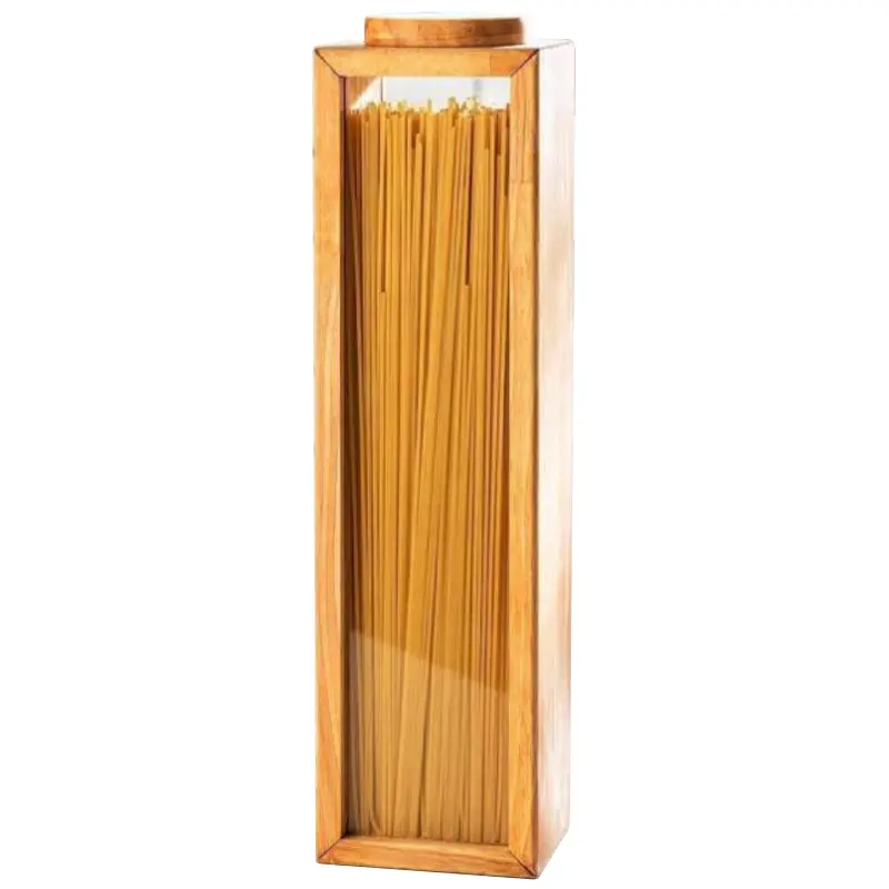 Contenedor de almacenamiento de Pasta de espagueti de madera para despensa de cocina con tapas Tarro de almacenamiento de alimentos de madera soporte de pasta de madera