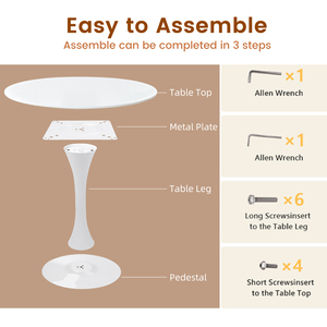 Tavolo da pranzo 40 "cerchio tulipano spesso piedistallo in metallo metà secolo moderno bistrot tavolo 6 posti 1 anno di garanzia cucina - Product Image 6