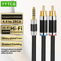 Câble audio HiFi 4,4 mm TRRRS 5 pôles mâle vers double RCA, câble stéréo plaqué argent OCC, câble audio pour voiture AUX 4,4 mm