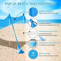 Tente de plage portable d'extérieur, auvent de camping, abri de bord de mer, gazebo, auvent à structure en acier, protection UPF50+