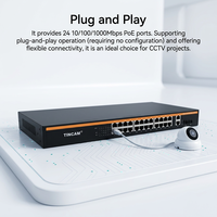 Commutateur PoE TINCAM Gigabit 24 ports avec 2 ports SFP 1000 Mbps en uplink, 1U, montage en rack, 400W, non géré, pour caméra IP CCTV