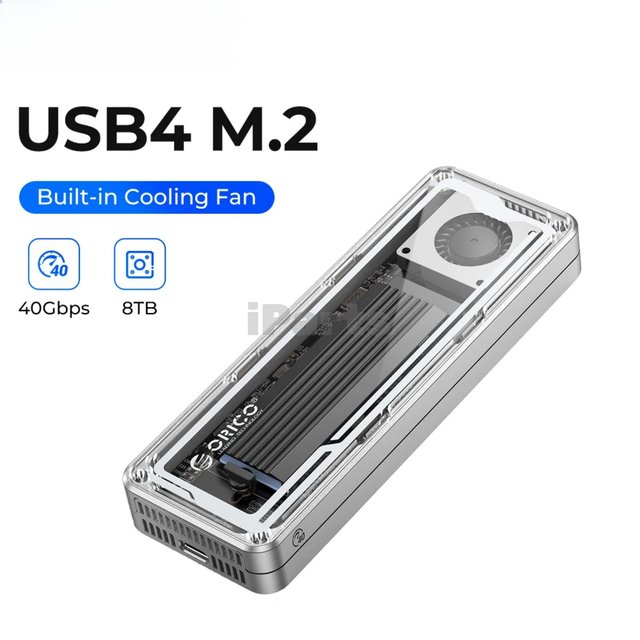 IParts Orico AAGM2-U4 USB4 40Gbps NVME M.2 SSD Enclosure with Cooling Fan Compatible Thunderbolt 3 / 4 for Mac