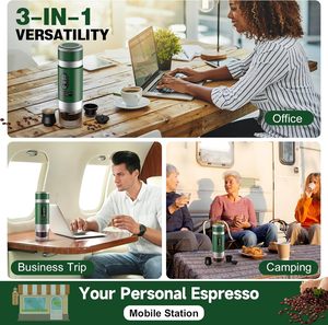เครื่องชงกาแฟเอสเพรสโซแบบพกพา รุ่นพรีเมียมใหม่ แรงดัน 20 บาร์ 3 in 1 หน้าจอ LED ชาร์จผ่าน USB เครื่องชงกาแฟไฟฟ้าสำหรับเดินทาง เหมาะสำหรับเป็นของขวัญ ของแจก โปรโมชั่น รับผลิตแบบ OEM - Product Image 3