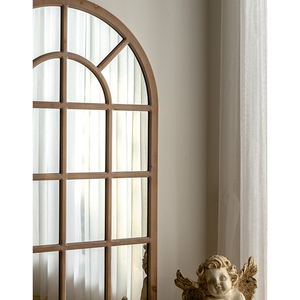Farmhosue Marco de madera <span class=keywords><strong>como</strong></span> ventanas Arco <span class=keywords><strong>Espejo</strong></span> Vidrio y <span class=keywords><strong>ventana</strong></span> Parrilla Diseño <span class=keywords><strong>Espejo</strong></span> de pared - Product Image 4