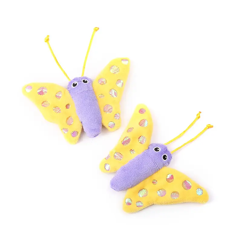 Wholesale Pet Supplies Cat Fiddle Toys Paper Wings Plush Butterfly Catnip Toy