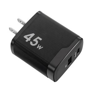 محول سفر بتصميم خاص، شاحن حائط GaN بقوة 45 واط، منافذ A+C، شاحن سريع مع إضاءة، محمول للمنتجات الإلكترونية، متوافق مع مقابس الولايات المتحدة/أوروبا/المملكة المتحدة - Product Image 1