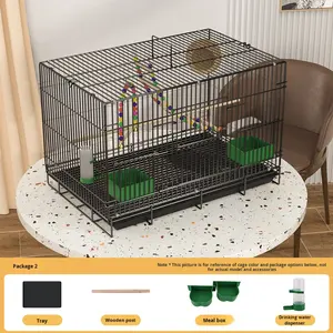 Büyük 3 hikayesi kuş kafesi katlanabilir demir tel inşaat standı tekerlekler ile papağanlar için çok katmanlı tasarım kolay temiz plastik tepsi - Product Image 6
