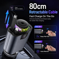 Lampe Starlight, chargeur de téléphone rétractable pour voiture, chargeur rapide 5 en 1, 45W, port Type-C, adaptateur de téléphone portable, diffuseur d'arômes coloré
