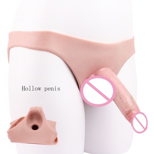 FAAK Silicone Penis Extender Pants Realistic Hollow <b>Dildo</b> Reusable Condom Penis Enlargement Extension Delay Ejaculation - Product Image 1