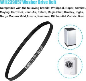 Correa de Repuesto para <span class=keywords><strong>Lavadora</strong></span> de Buena Calidad W11239857, Compatible con Lavadoras <span class=keywords><strong>Whirlpool</strong></span>, Maytag y Amana, Reemplaza AP6333320, Uso Doméstico - Product Image 3