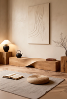 Banc en bois massif personnalisable pour salon de thé, café, centre commercial, hôtel, maison d'hôtes – Design minimaliste et moderne