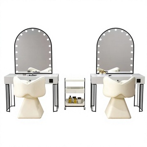 Direct Factory Golden <b>Silver</b> <b>Frame</b> Barber Salon <b>Mirror</b> Wall Mounted Beauty Salon <b>Mirror</b> with Light Bulb - Product Image 1