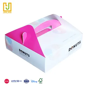 taşıma karton kutu Suppliers-Fabrika doğrudan yüksek kaliteli nokta basit ve sevimli tasarım simgeler katlanır taşıma döngü yiyecek kutusu Donut