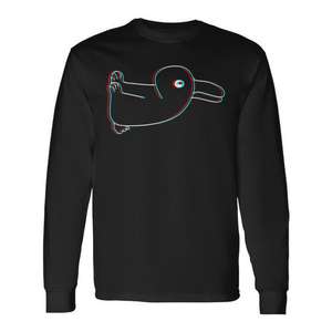 Camiseta de manga larga con ilusión óptica de Trippy Duck Rabbit, diseño novedoso, color negro - Product Image 1