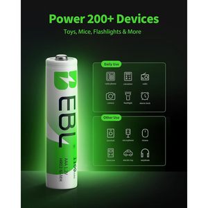 For EBL 16-Count <b>Rechargeable</b> AAA <b>Batteries</b> 1100mAh 1.2V Ni-MH Ready2Charge <b>Battery</b> Pack for Flashlights & Toys - Product Image 5