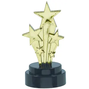 Top Quality Personalizado Forma Pequeno Tamanho Metal Estrela Forma Troféu Com Base