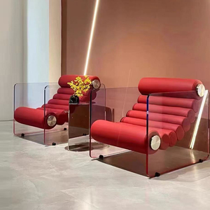 Poltrona decorativa per il tempo libero trasparente in acrilico di design italiano adatta per la casa soggiorno sedia sospesa per il tempo libero - Product Image 3