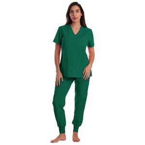 Women's V-neck Short Sleeve Scrub <b>Set</b> Moisture Wicking Knitted Hospital Uniforms For <b>Doctors</b> Nurses Split Design Comfortable - Product Image 3
