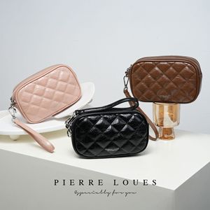 กระเป๋าใส่เหรียญหนังเคลือบแว็กซ์ Pierre Loues ขนาด 7 นิ้ว ซิปคู่ ช่องใส่ของหลายช่อง กระเป๋าใส่โทรศัพท์สำหรับผู้หญิง พร้อมสายคล้องข้อมือ - Product Image 2