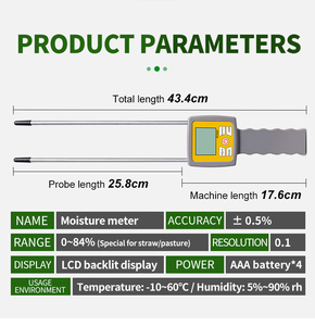 Mt300h LED kỹ thuật số độ ẩm mét Analyzer cho hộ gia đình sử dụng <span class=keywords><strong>LCD</strong></span> hiển thị để đo độ ẩm trong rơm và thức ăn gia súc - Product Image 5