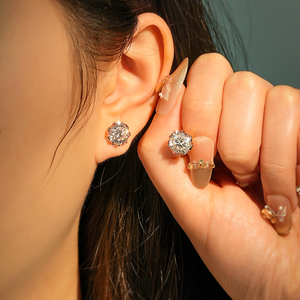 Set di <span class=keywords><strong>Gioielli</strong></span> Moissanite alla Moda, Orecchini a Forma di Fiore da 1ct e 2ct, Orecchini a Perno a Forma di Bocciolo per Uomo e Donna - Product Image 6