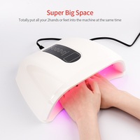 Lampe UV LED double pour ongles 96W, lumière rouge, sécheuse pour vernis gel avec 4 minuteurs et base détachable