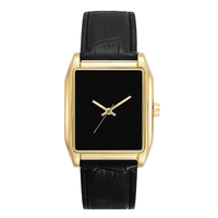 Montre analogique carrée Miykon Vintage pour homme - Bracelet en cuir véritable, mouvement à quartz japonais, étanche 100 pieds, boîtier en acrylique