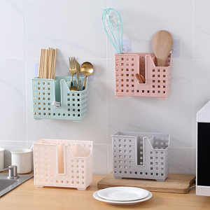 Estante de Almacenamiento de Cocina de Plástico Blanco para Montar en la Pared, con Compartimentos para Utensilios y Vajilla, Forma Rectangular, Diseño sin Perforaciones - Product Image 4