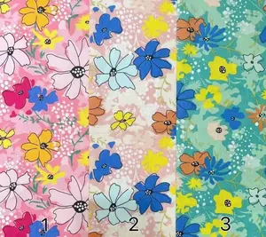 Çocuk favori ve güzel çiçek baskılı saf pamuklu poplin kumaş için yaz giysileri stok 3 renk seçilen