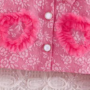 ชุดเซ็ตสองชิ้นสำหรับเด็กผู้หญิงลายดอกไม้สวยงามประดับโบว์และกระดุม เสื้อผ้าเด็กสุดหรูสำหรับงานปาร์ตี้ - Product Image 6