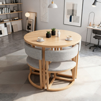 Ensemble table et chaises de salle à manger en bois d'ingénierie, 4 places, gain de place, nouvelle collection, idéal pour restaurants et cafés modernes – Meilleures ventes