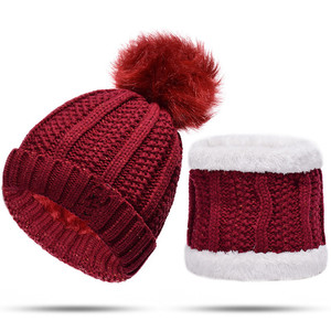 Mode hiver chapeau écharpe ensemble pour femmes fille chaud bonnets chapeau pour fille anneau écharpe pompons hiver chapeaux tricoté casquettes écharpe - Product Image 2
