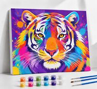 Kit de peinture moderne par numéros avec cadre, toile, motif tigre, décoration intérieure, cadeau pour adulte