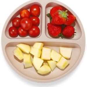<span class=keywords><strong>Assiette</strong></span> divisée en silicone pour enfants avec couvercle, sans BPA, personnalisée en usine, pour l'alimentation des bébés et des tout-petits, avec compartiments collants et ventouse - Product Image 4